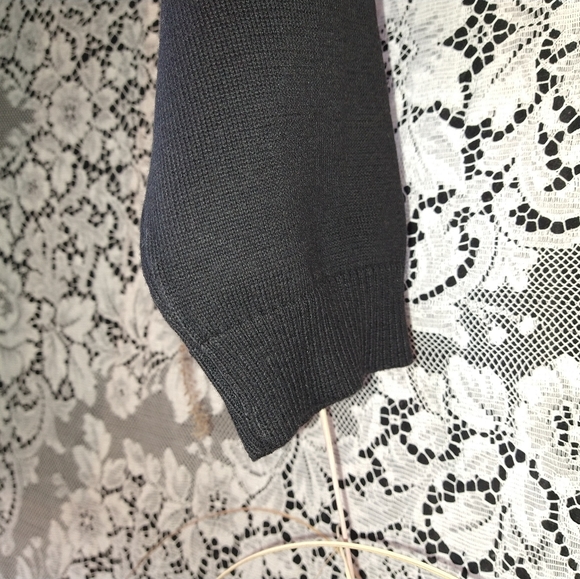 Quacker Factory black cardigan green and white polka dot sequins 100% cotton - Picture 6 of 8